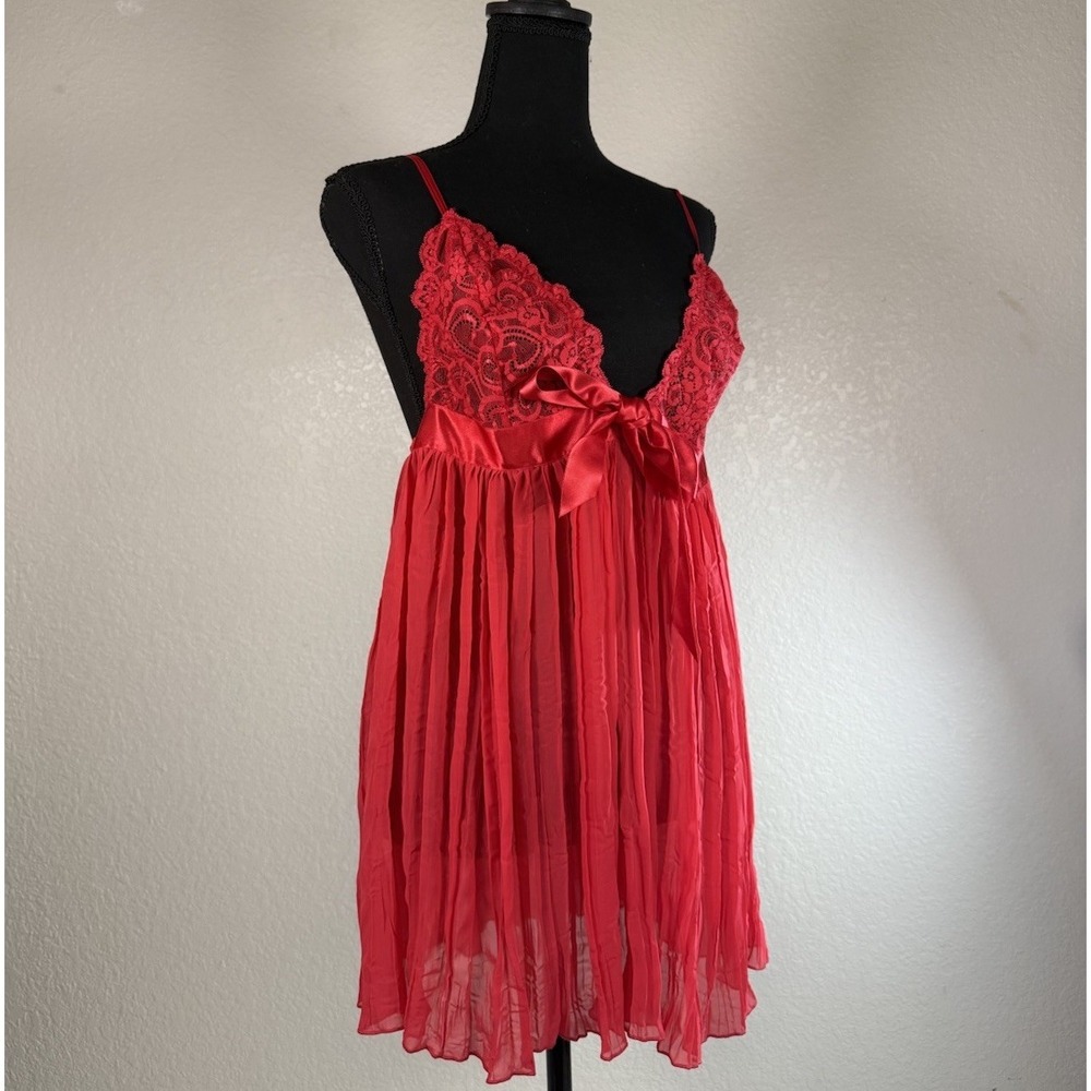 Victoria's Secret Red Lace Babydoll Nightie Lingerie Sheer Gown XL